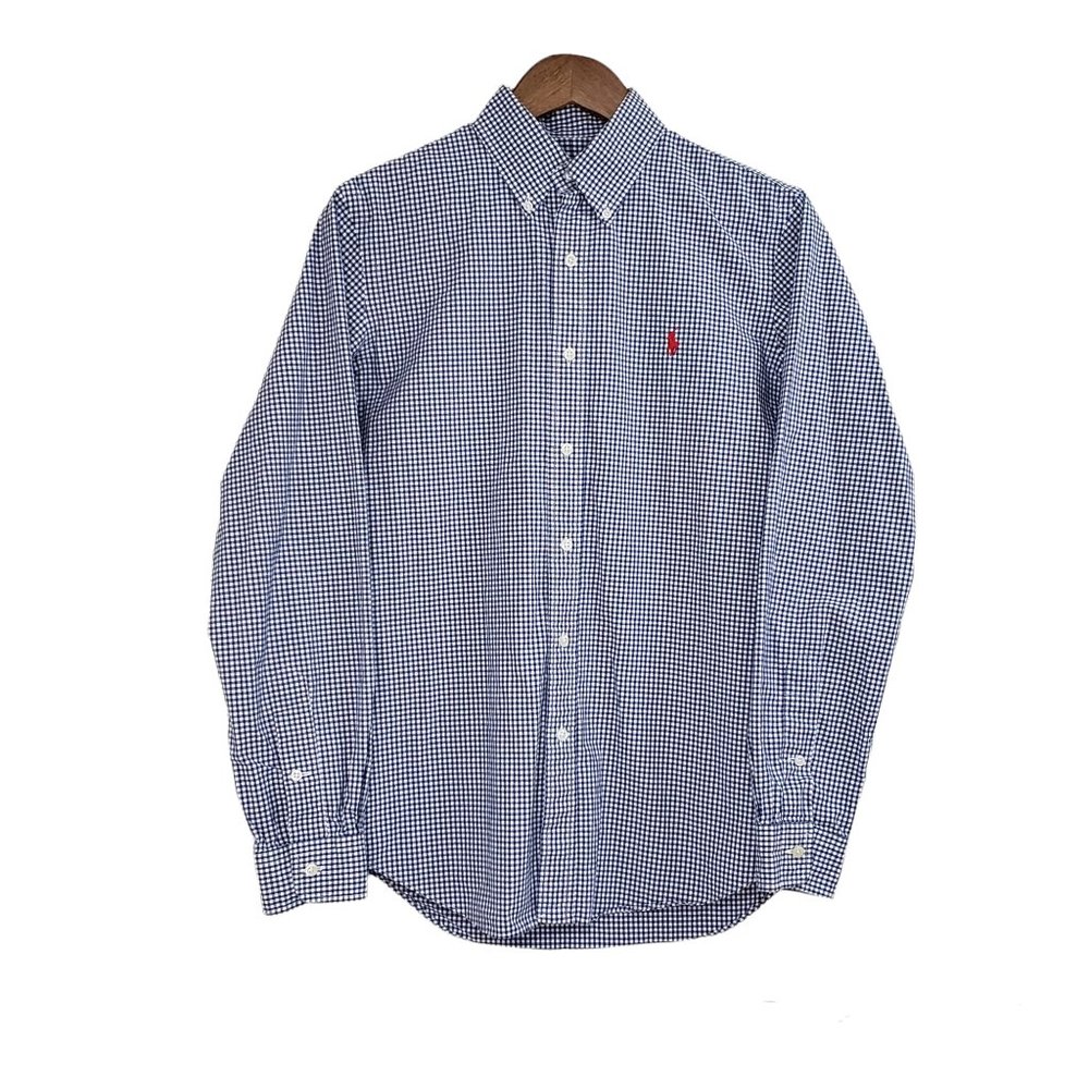 Ralph Lauren Blue Gingham Check Button Down Long Sleeve  Shirt SZ S